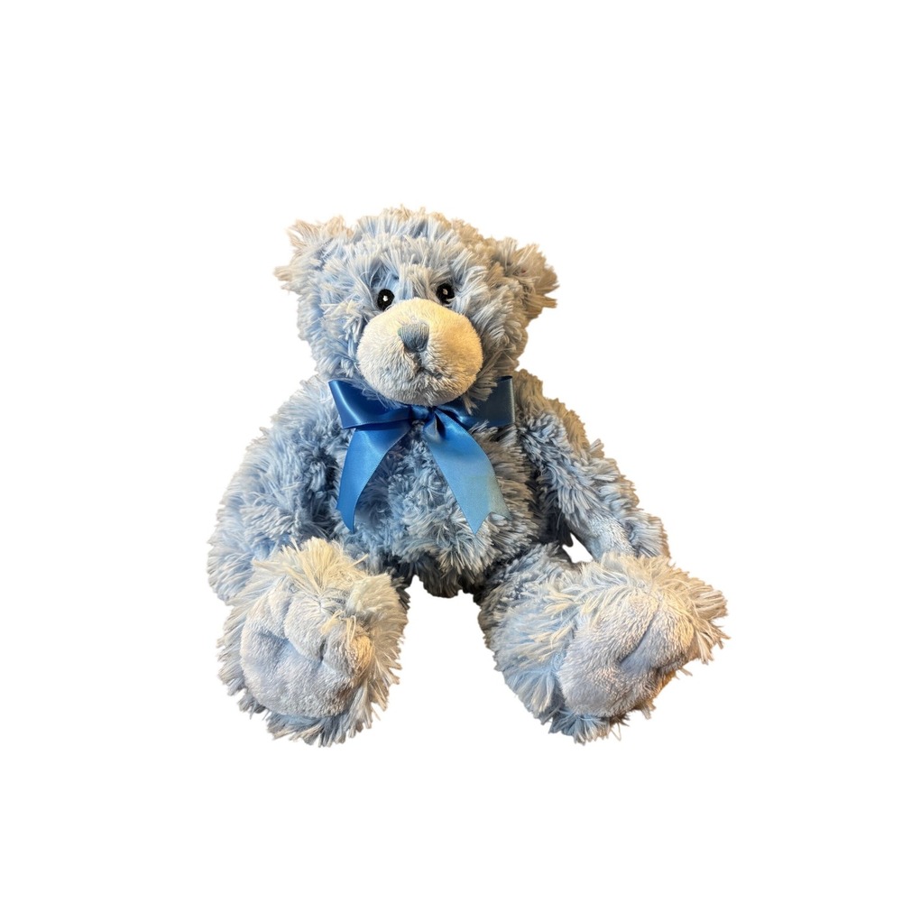 Macy's First‎ Impressions Teddy Bear Blue Sewn Eyes Plush Stuffed Animal Toy Bow